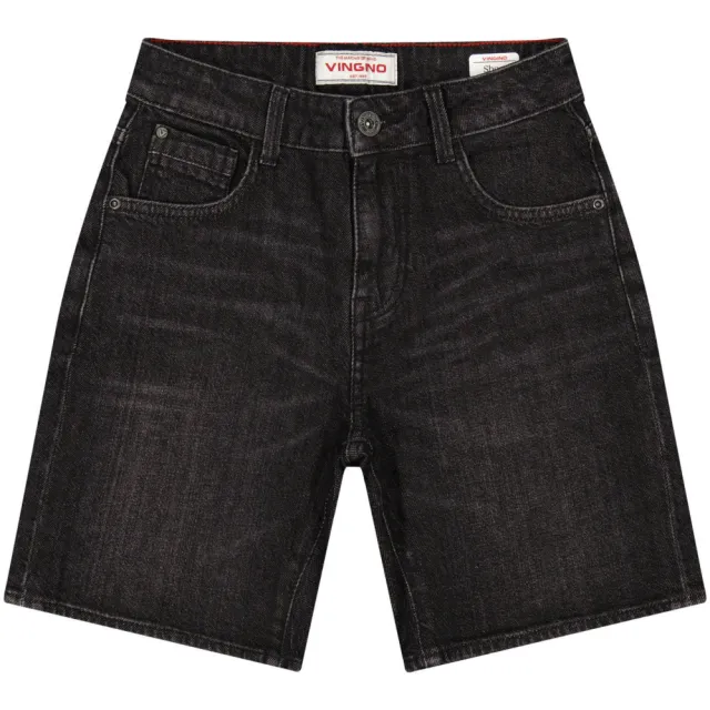 Vingino regular waist jeansshort black denim jongens
