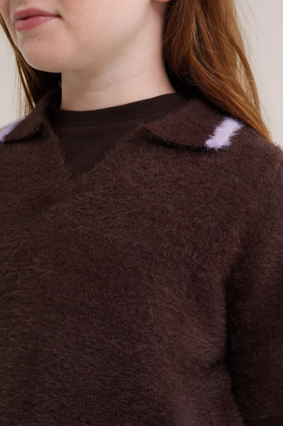 WE Fashion gebreide trui - donkerbruin/lila, foto 6
