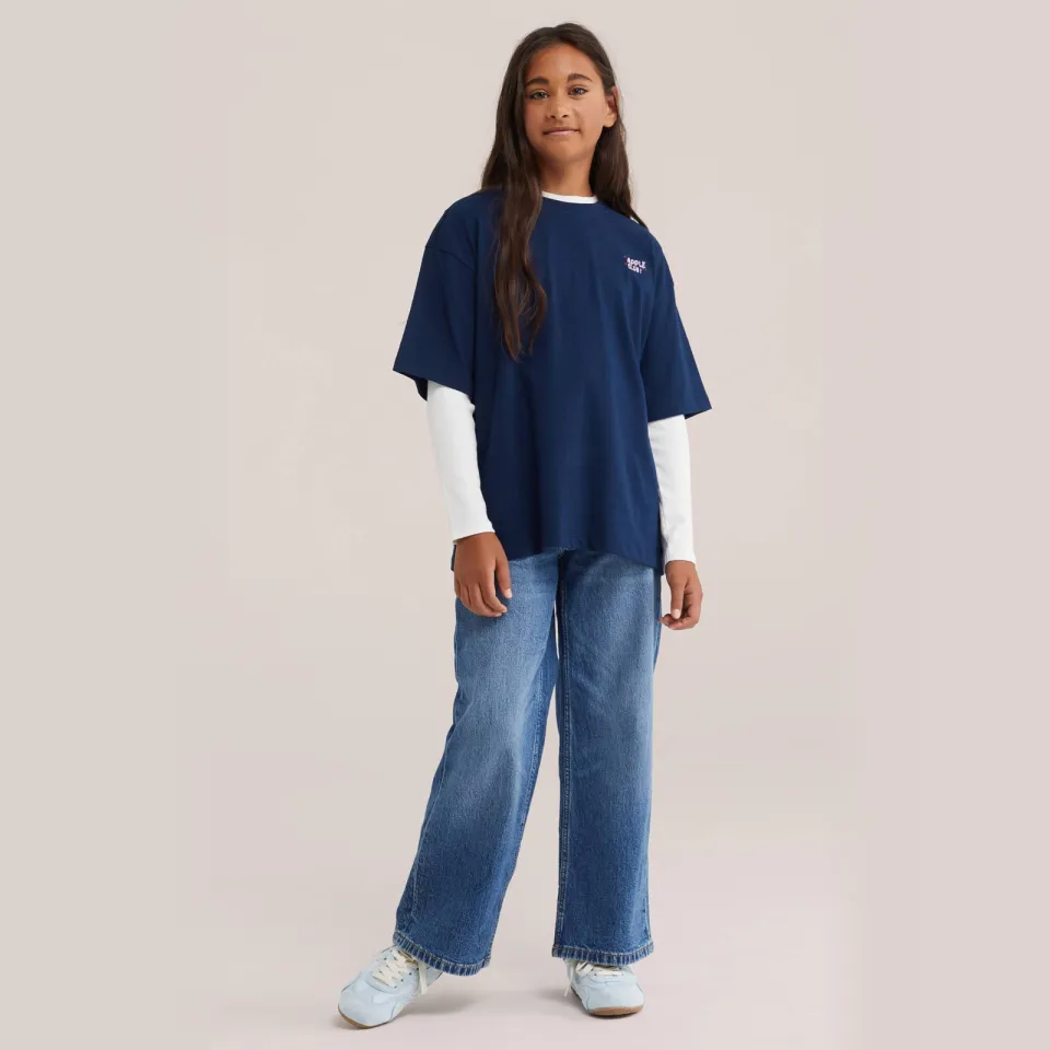 WE Fashion T-shirt met backprint donkerblauw