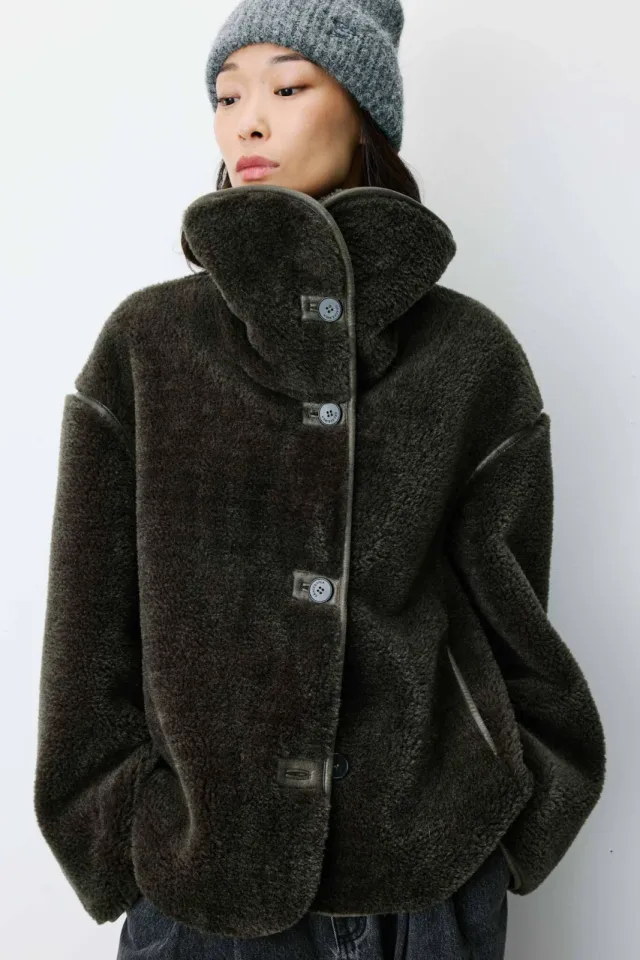 Grace & Mila faux fur jas - kakigroen, foto 5