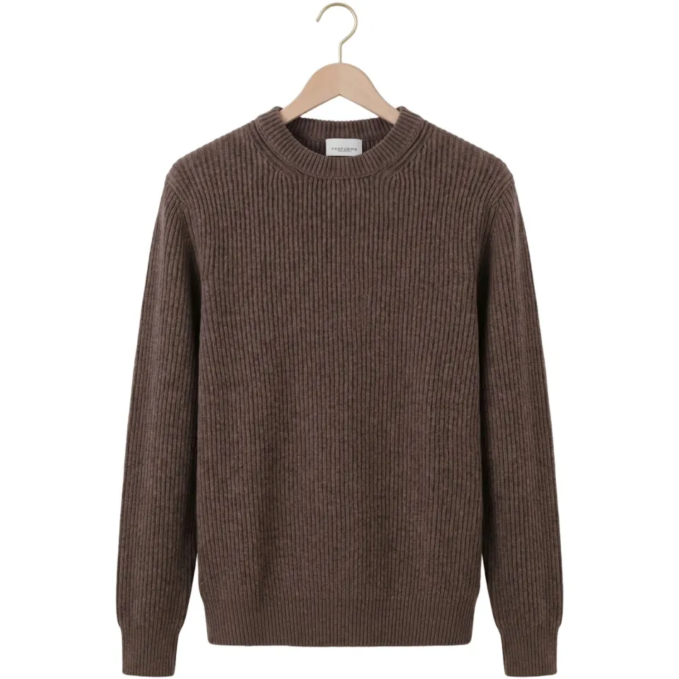 Profuomo Heren Truien & Vesten Pullover Crew Neck Chenille Rib - Bruin, foto 2