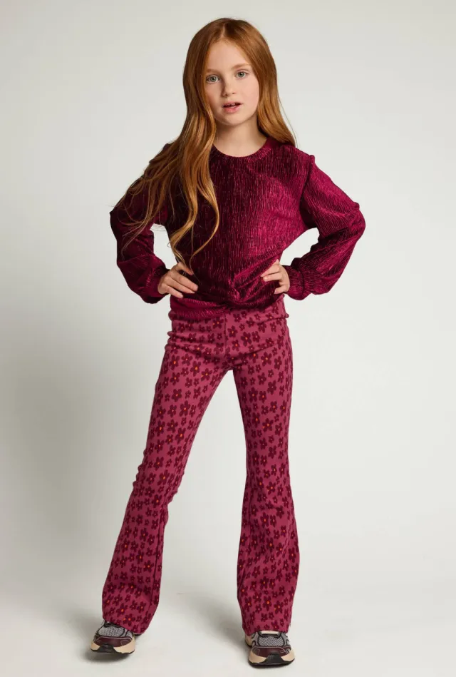 LOOXS little fluwelen rechtvallende sweater - donkerrood, foto 2