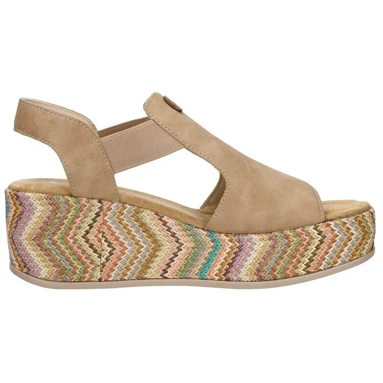 Rieker sandaal met sleehak beige
