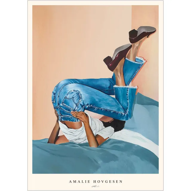Poster & Frame Poster - Amalie Hovgesen - Bedtime (50 x 70 cm cm) Blauw, Kleurrijk