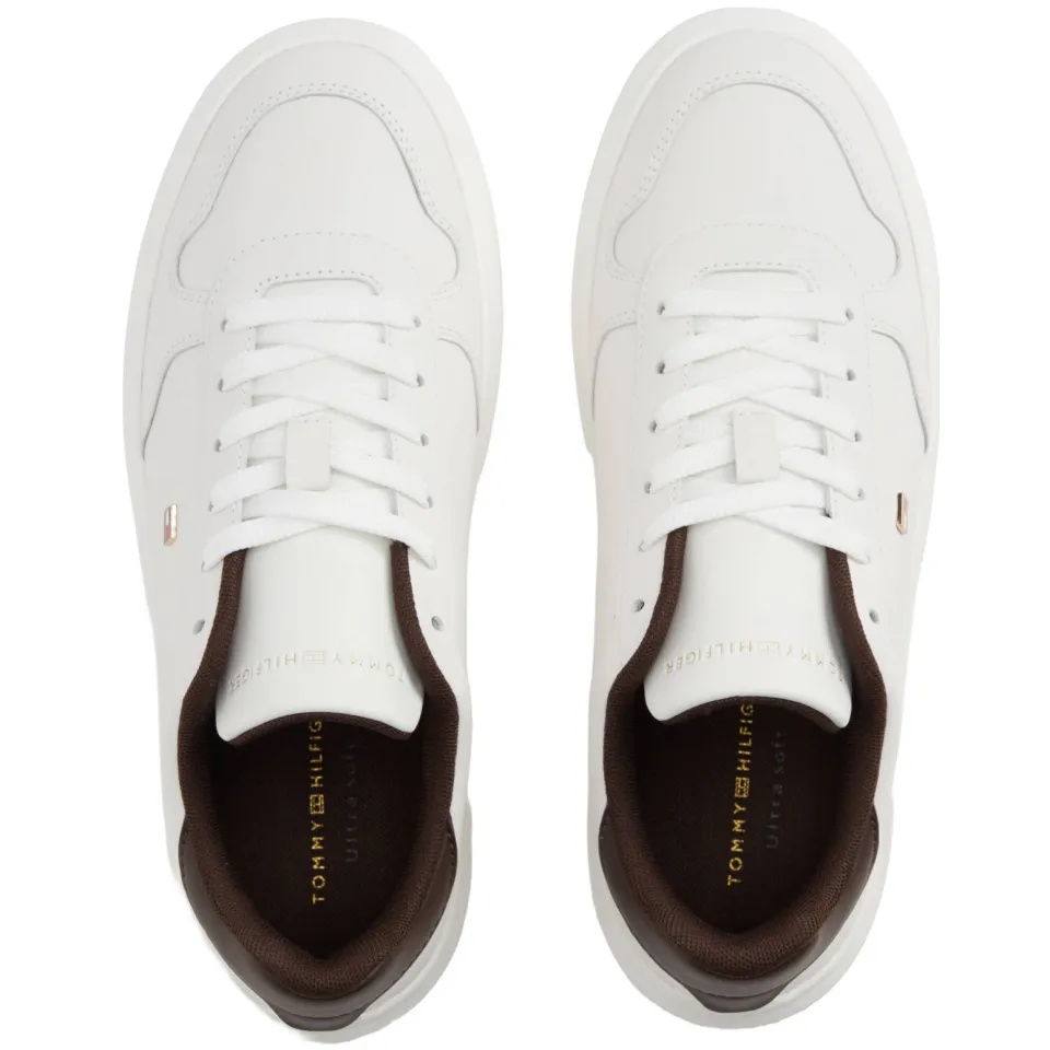 Tommy Hilfiger leren sneakers - ecru/bruin, foto 4