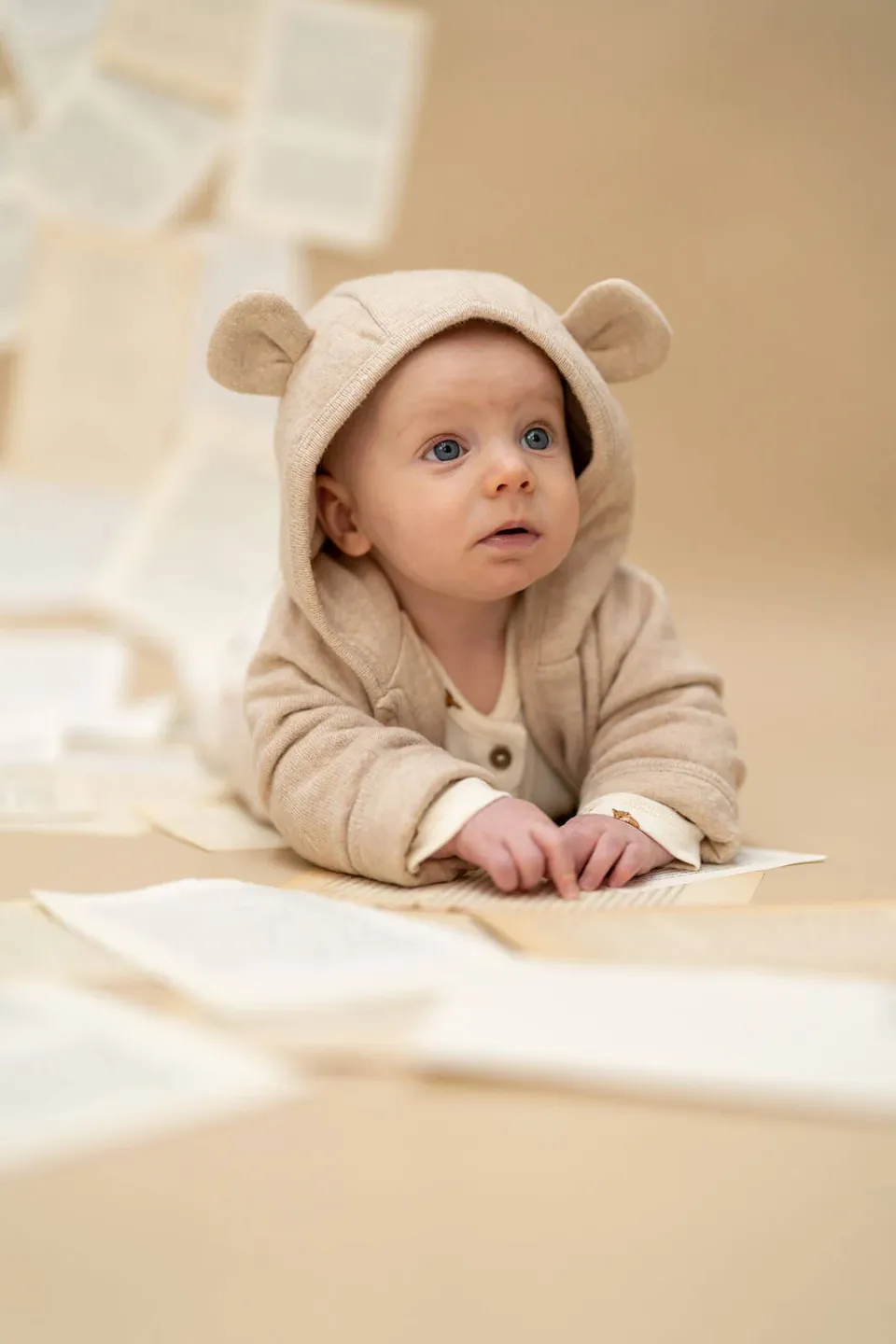 A Tiny Story jas met capuchon beige Beige melange