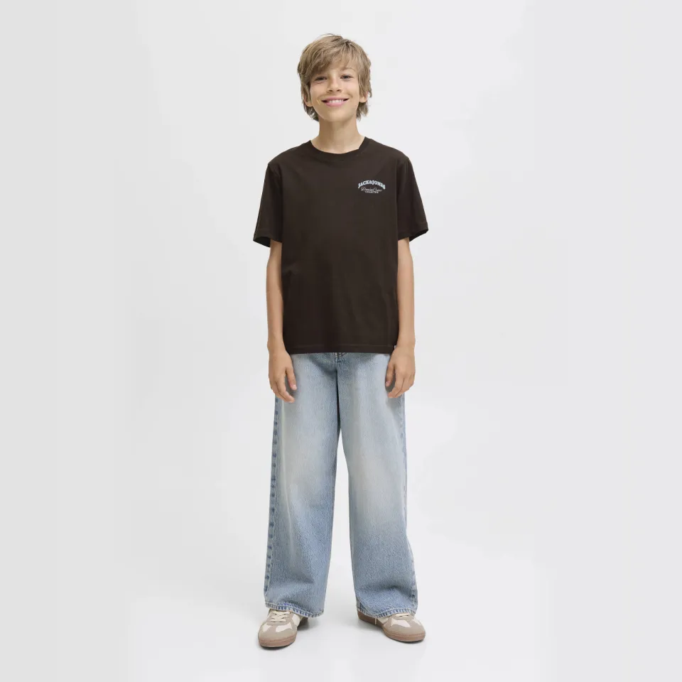 Jack & Jones T-shirt met backprint bruin Zwart/lichtblauw
