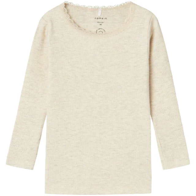 NAME IT MINI ribgebreide longsleeve zand melange, foto 2
