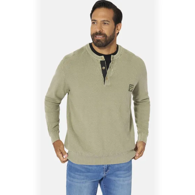 Jan Vanderstorm +FIT Collectie gebreide trui Plus Size WOLFHARD lichtkaki olijf