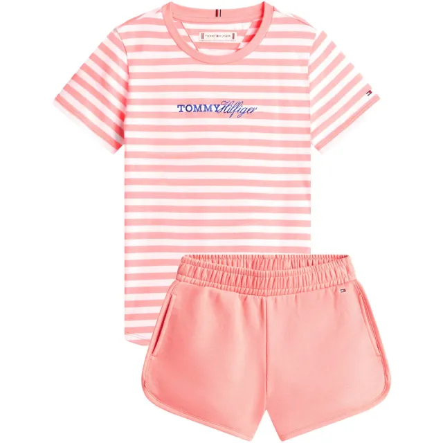 Tommy Hilfiger T-shirt + sweatshort roze/wit, foto 2