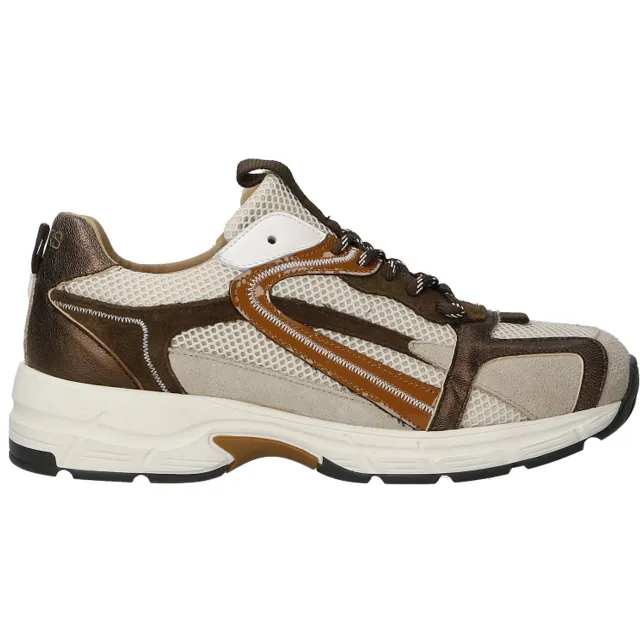 DWRS Neya leren sneakers - beige/donkerbruin