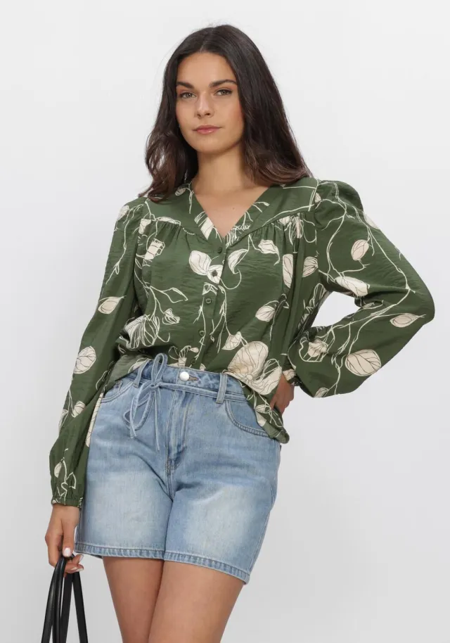 Object Objjacira blouse groen Groen/beige