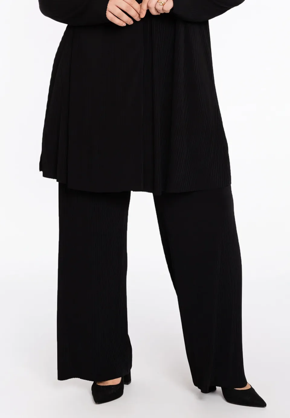 Yoek plissé pantalon zwart