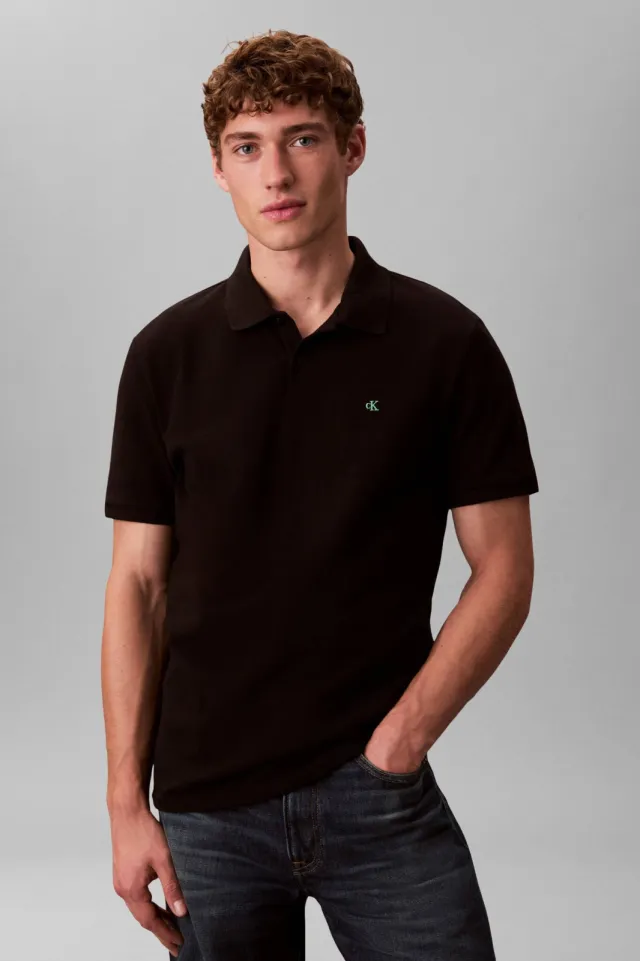 Calvin Klein JEANS regular fit polo zwart