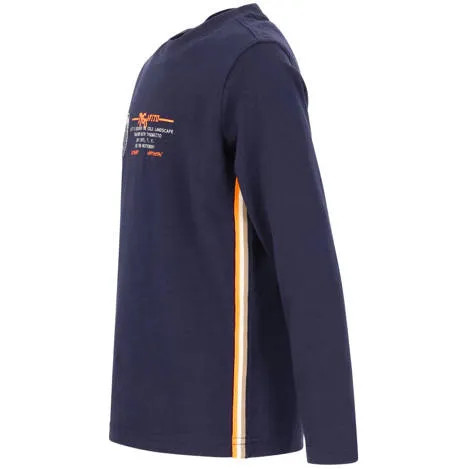 TYGO & vito jersey rechtvallende longsleeve met print donkerblauw, foto 3