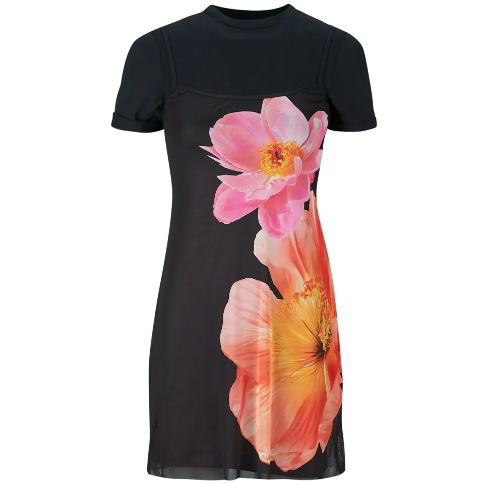 Desigual Nevada gebloemde T-shirtjurk zwart, foto 2