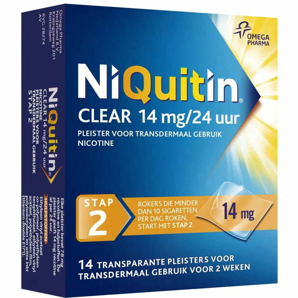 Niquitin Clear Pleisters 14mg Stap 2 14 stuks, foto 2
