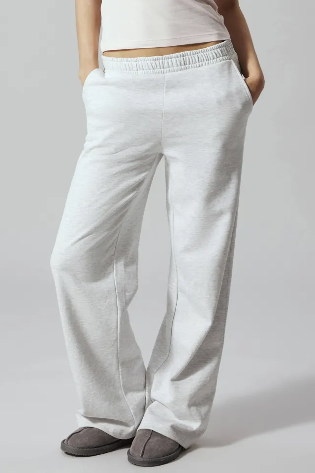 LMTD wide leg gemêleerde joggingbroek lichtgrijs lichtgrijs melange, foto 3