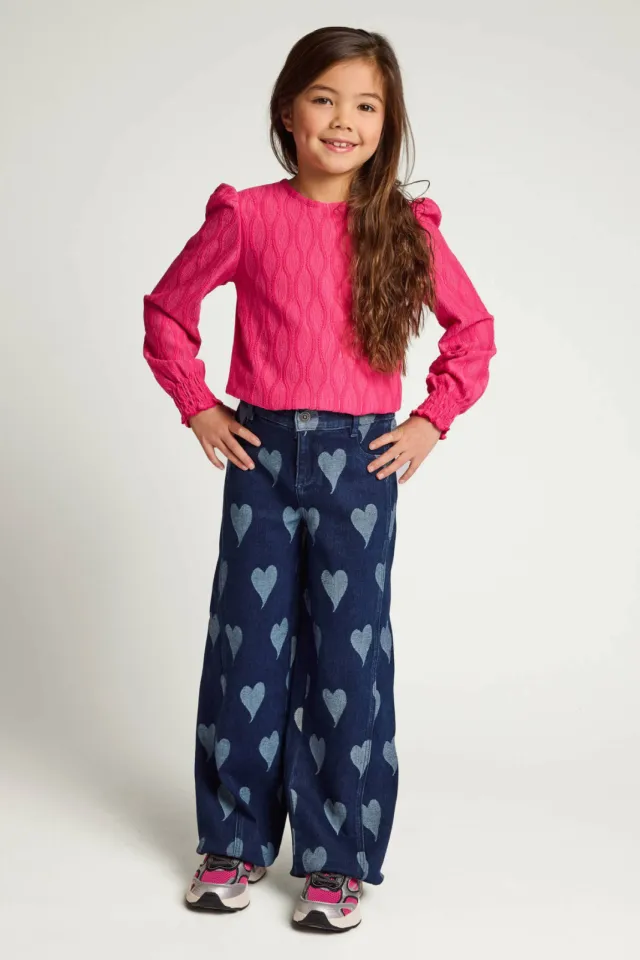 LOOXS little Little denim heart jeans met hartjes - mediumblauw Medium blue denim