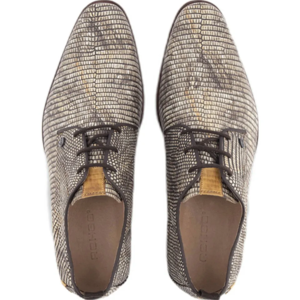 Rehab Greymarble leren veterschoenen met dierenprint zand, foto 4