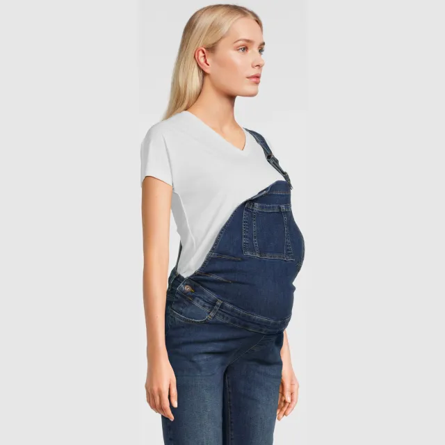 LOVE2WAIT zwangerschapstuinbroek stonewashed blauw