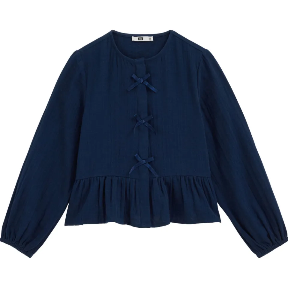 WE Fashion blouse met ruches donkerblauw, foto 2