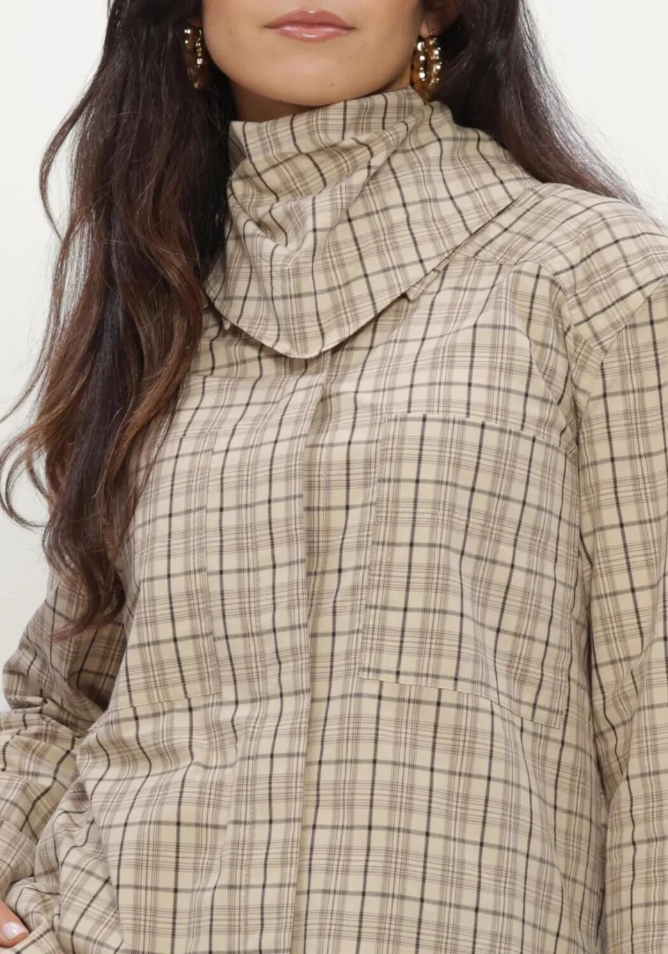 Rouge Edit Roureena geruite blouse beige, foto 4