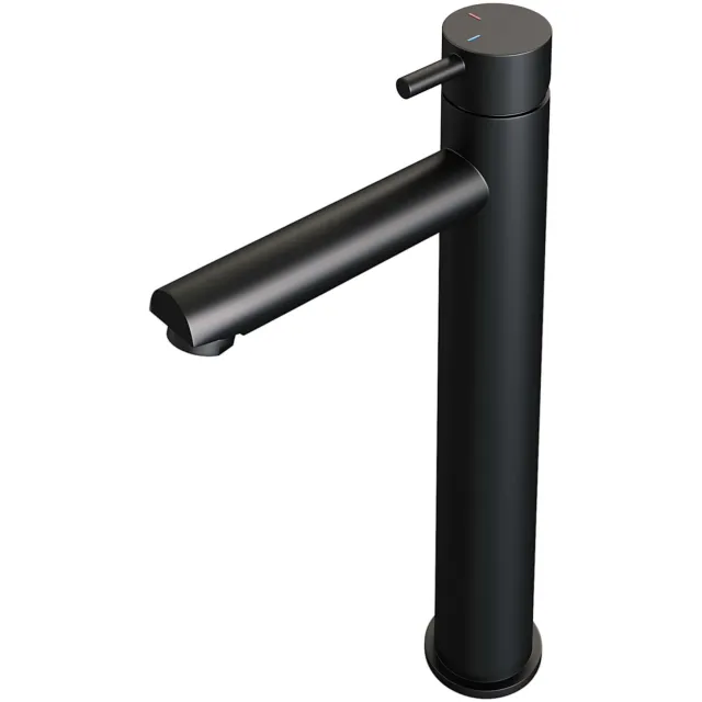 Brauer Wastafelmengkraan Brauer Black Edition Coldstart Opbouw Hoog Korte Ronde Hendel Mat Zwart