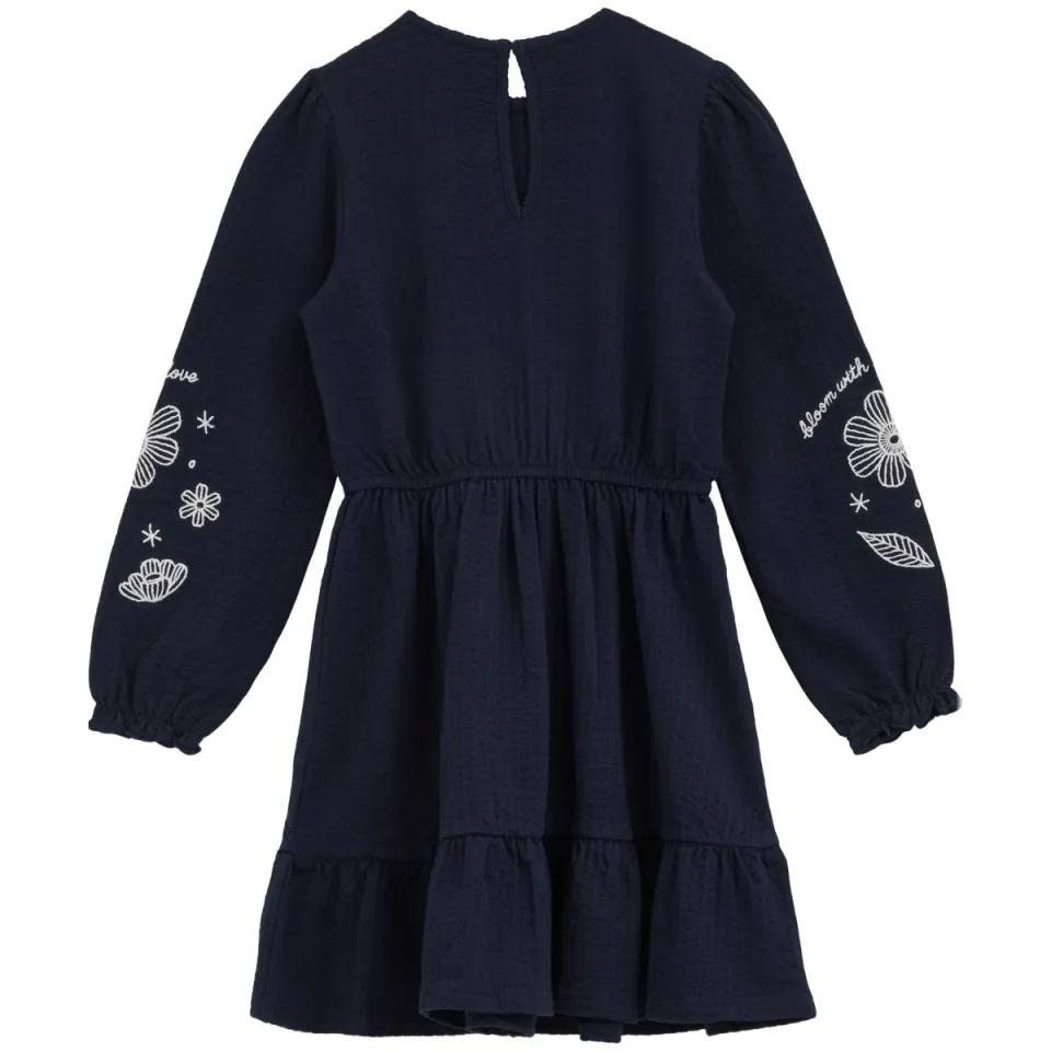 WE Fashion korte jurk met borduursels donkerblauw, foto 4