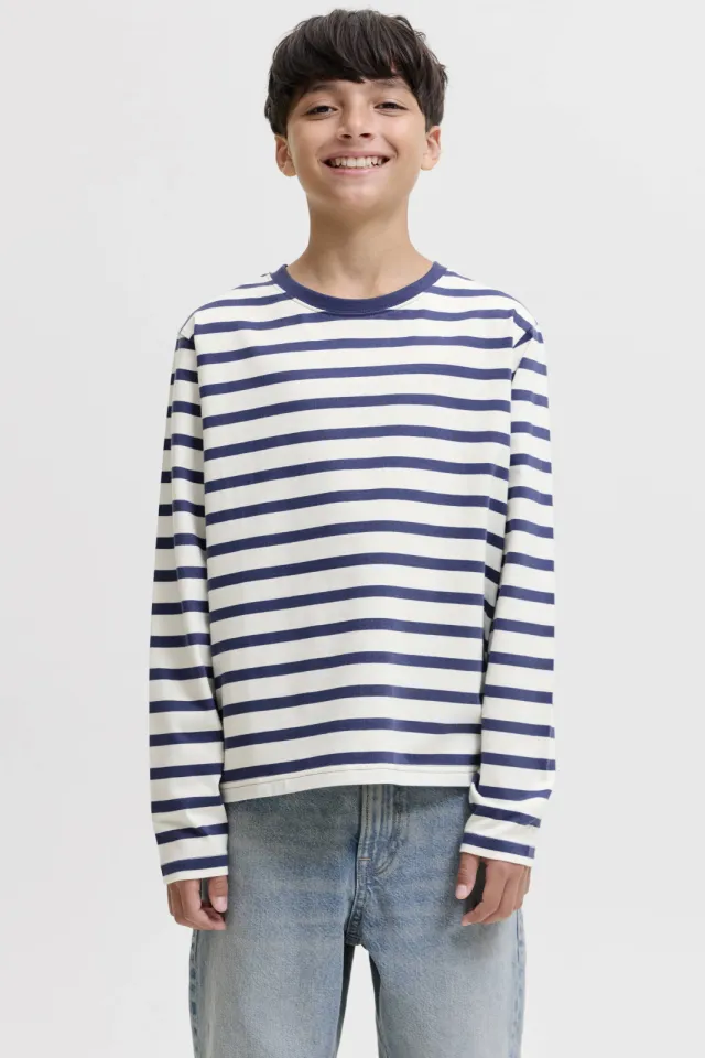 Jack & Jones oversized gestreepte longsleeve blauw Blauw/wit