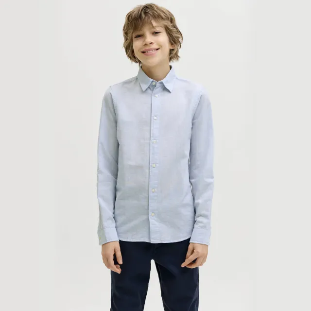 Jack & Jones JUNIOR overhemd met linnen lichtblauw