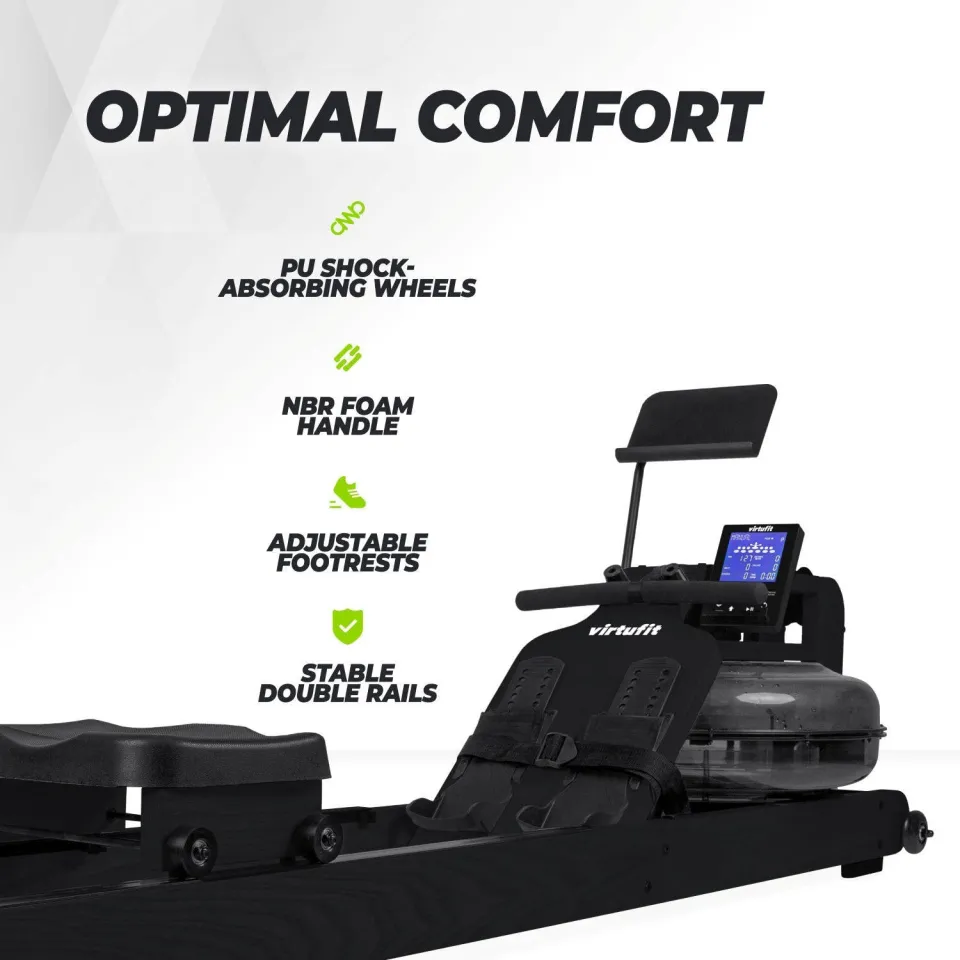 Virtufit Elite Water Resistance houten roeitrainer zwart, foto 4