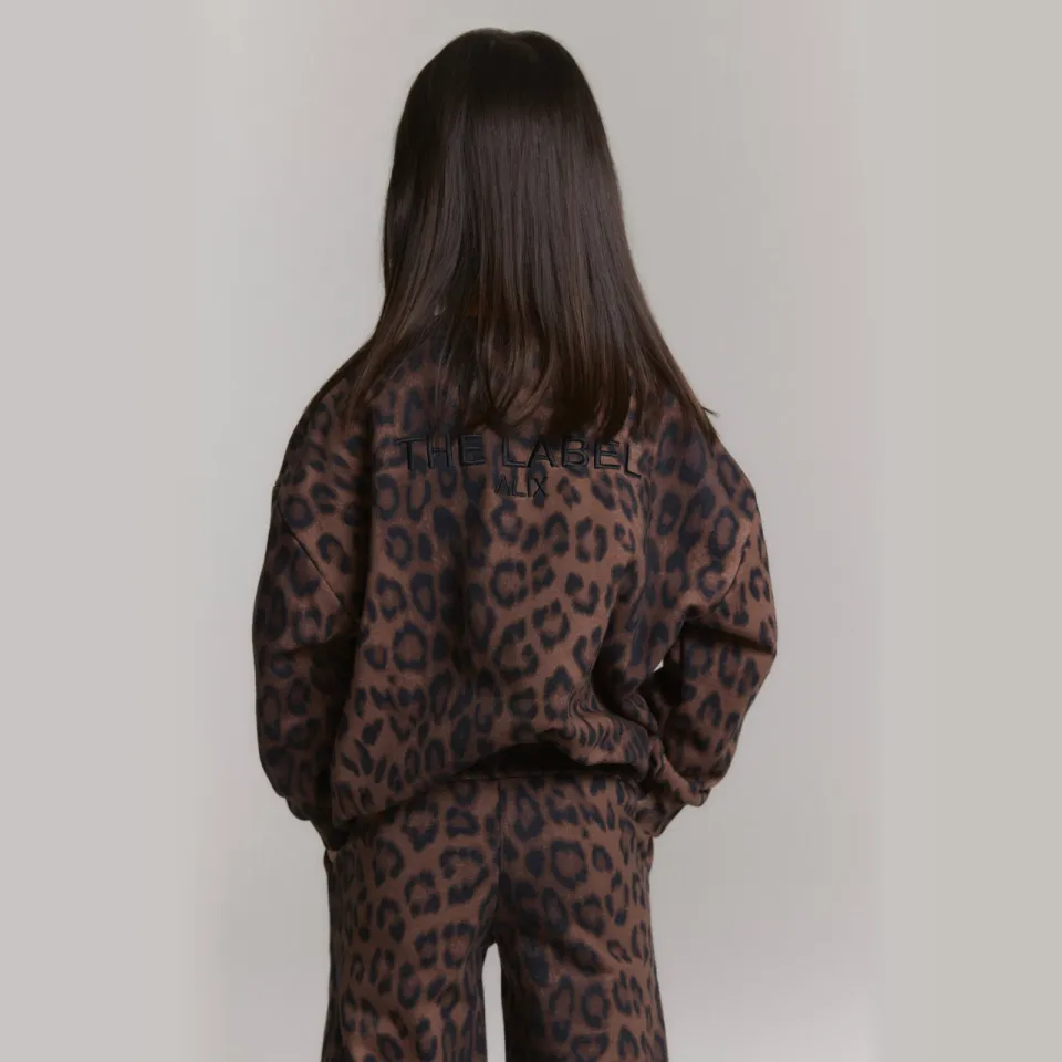 Alix The Label Alix Mini oversized sweater met panterprint - bruin, foto 3