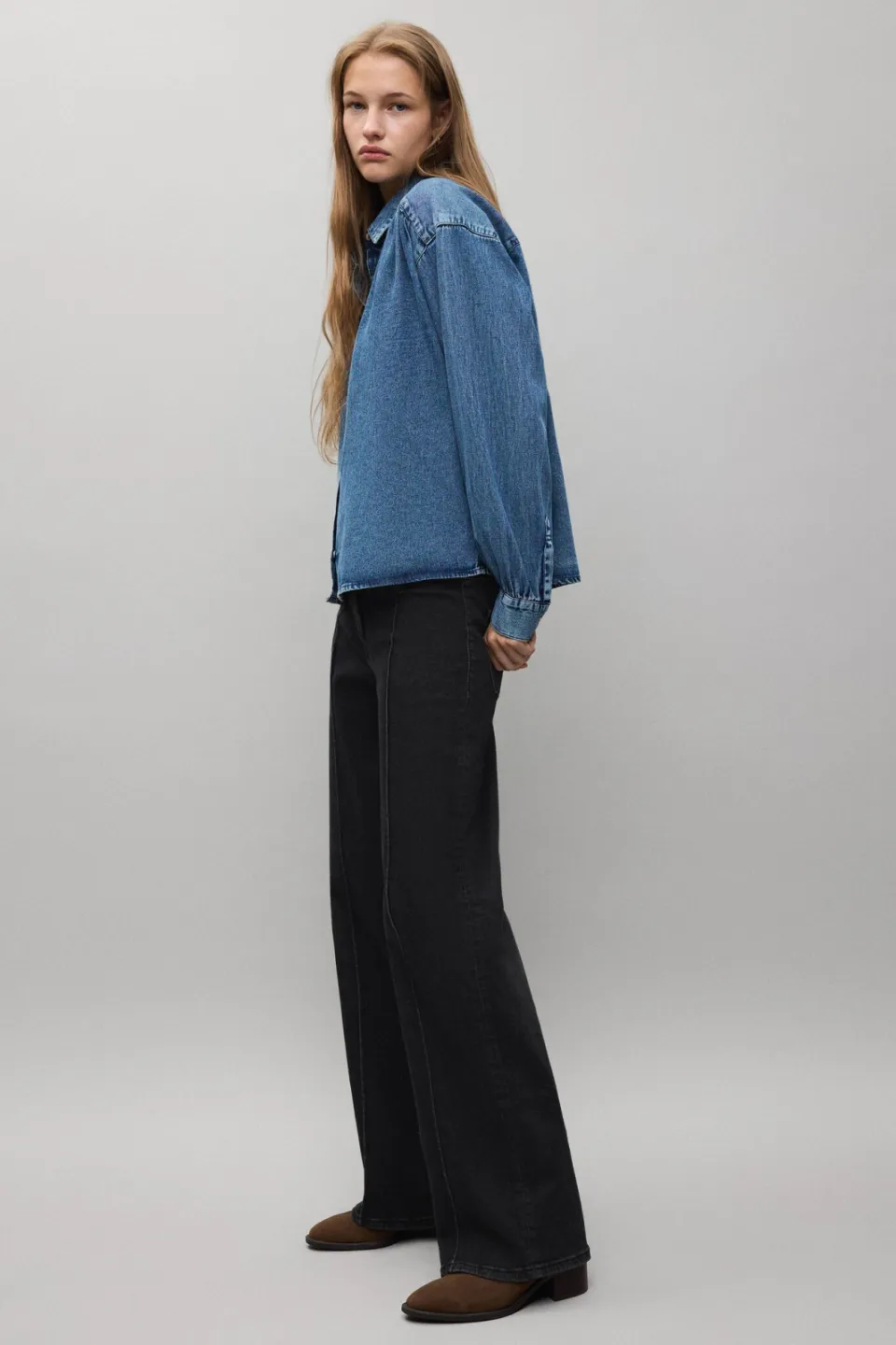 Mango TEEN wide leg jeans - changeant grijs, foto 3
