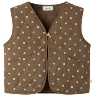 Lil' Atelier MINI gebloemd gilet - kaki/beige Groen Meisjes Katoen V-hals