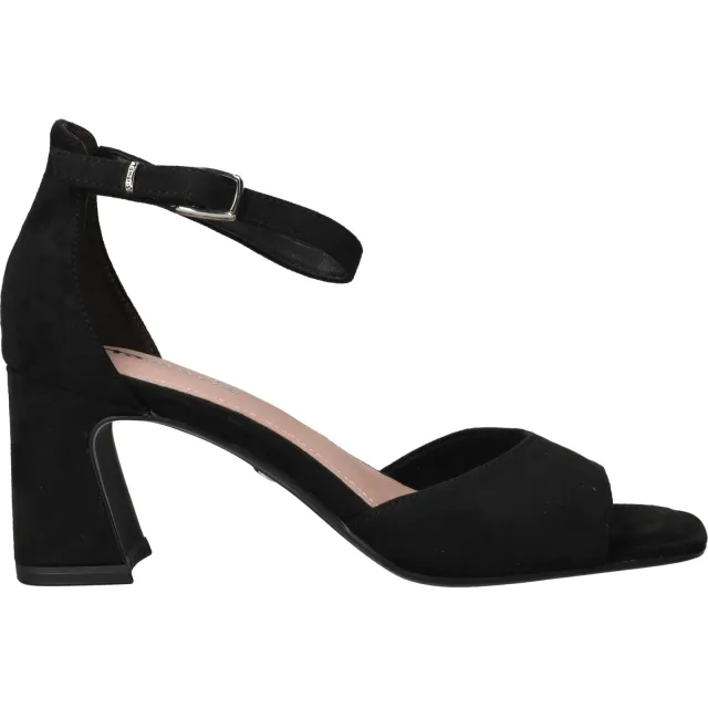 Tamaris sandalen met hak en enkelbandje zwart