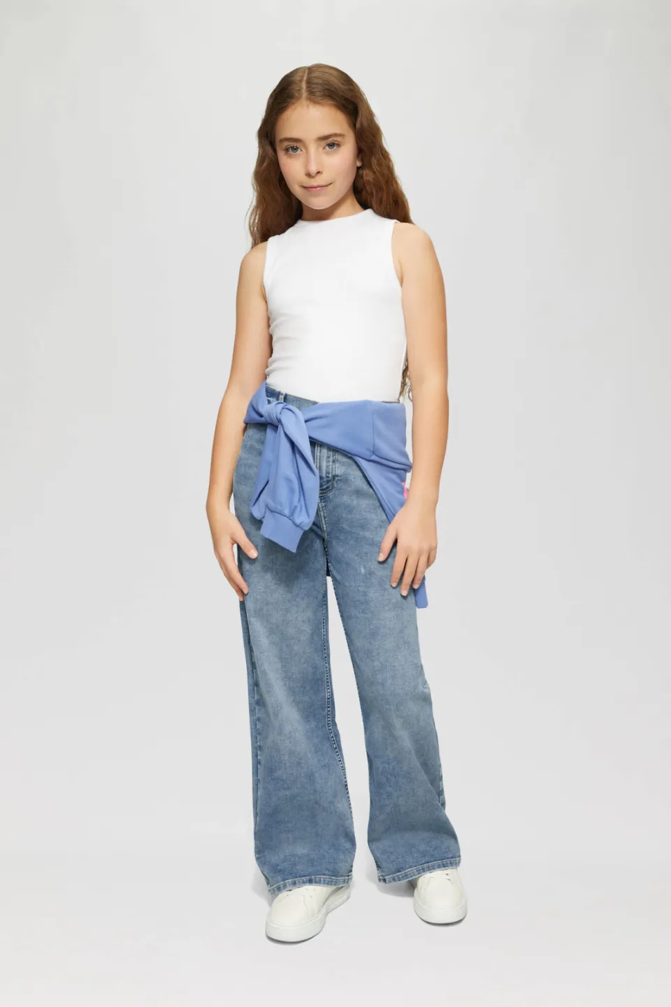S.Oliver wide leg high waist jeans medium blue denim Blauw
