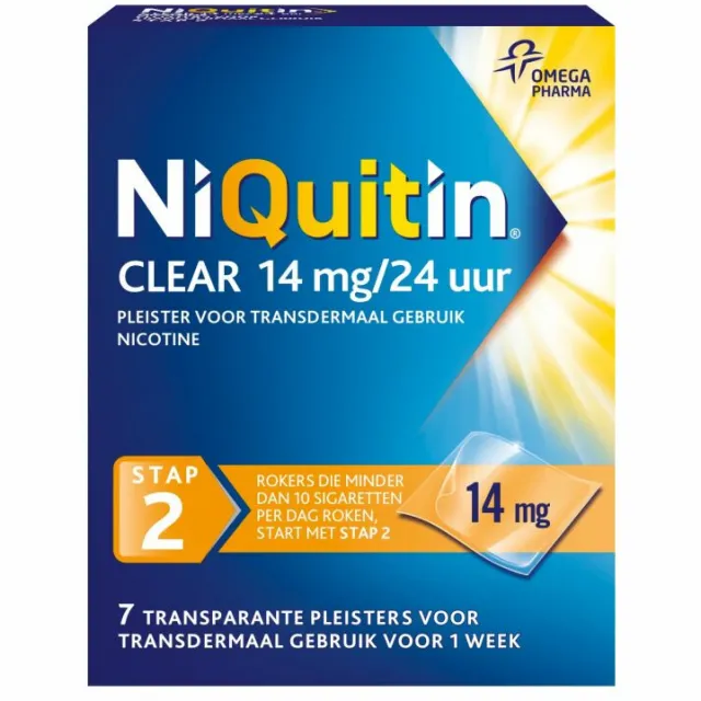 Niquitin Clear Nicotinepleisters 14 mg Stap 2 7 stuks