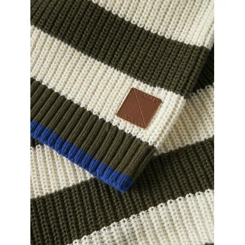 NAME IT MINI katoenen oversized gestreepte trui - donkergroen Streep donkergroen/ecru, foto 3