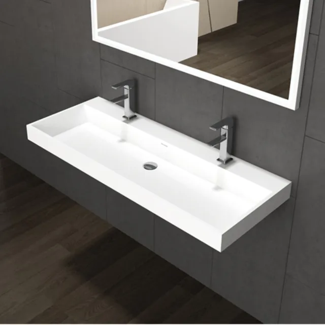 Sanilux wastafel 120x47x8 cm solid surface wit