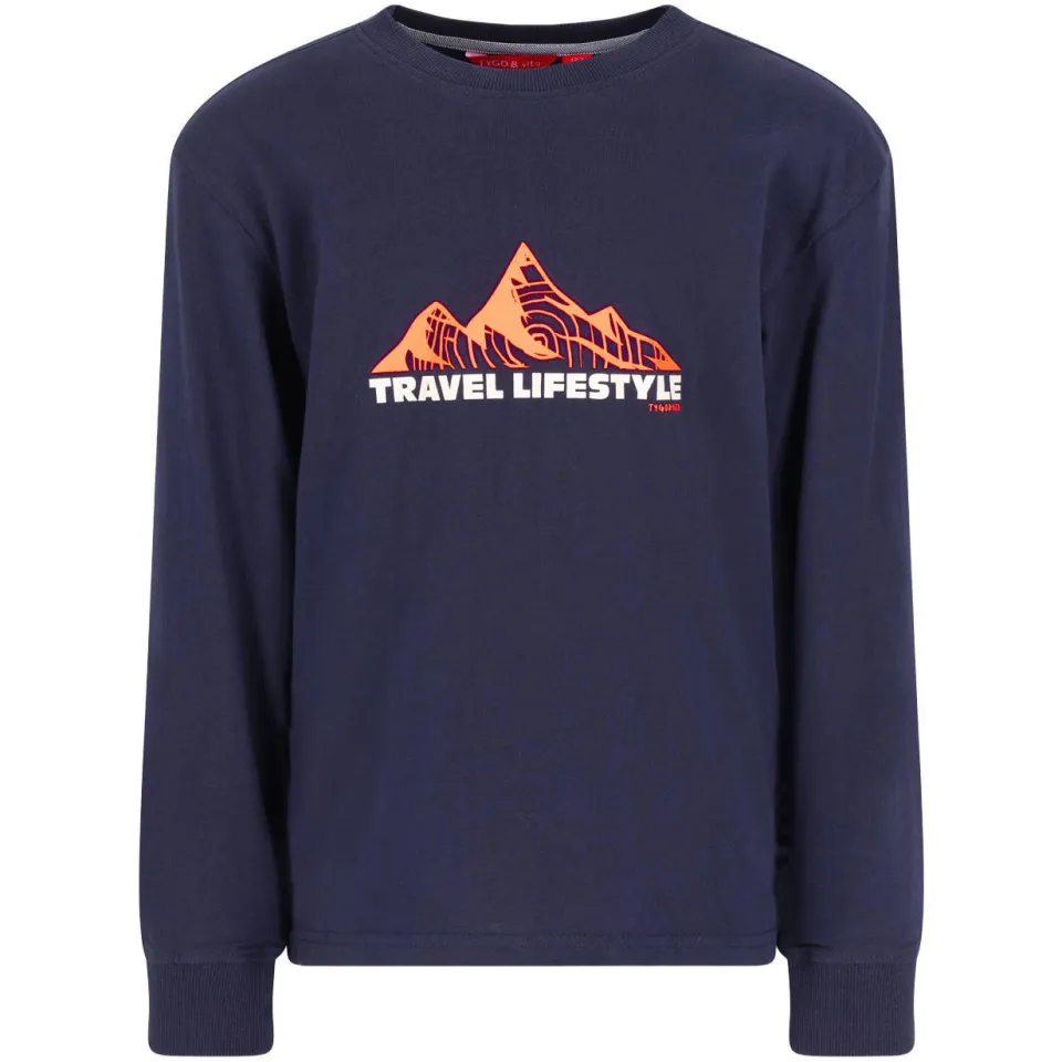TYGO & vito jersey longsleeve met print donkerblauw, foto 2