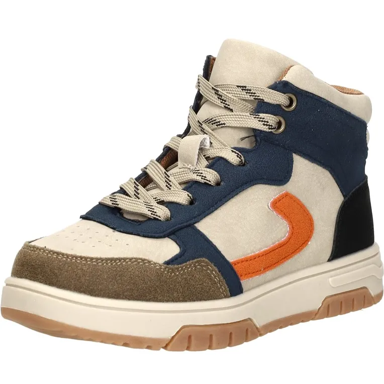 Keq hoge veterschoen blauw beige, foto 3
