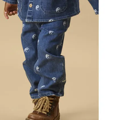 Lil' Atelier MINI NMMLIVO loose fit jeans met print - donkerblauw, foto 4