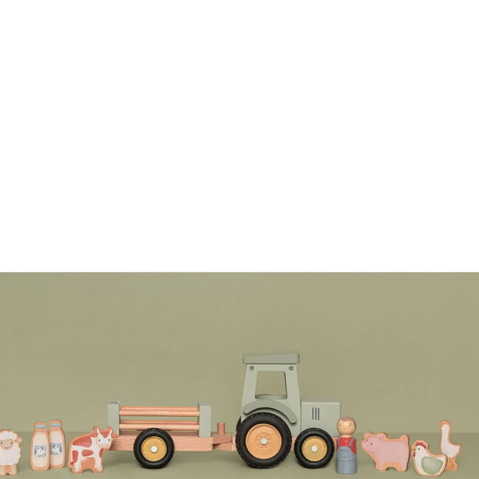 Little Dutch Little Farm tractor met trailer groen, foto 2