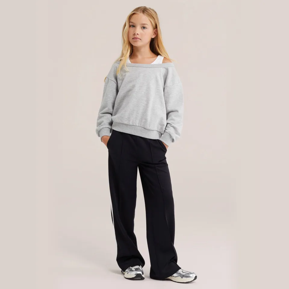 WE Fashion loose fit gestreepte joggingbroek zwart/wit