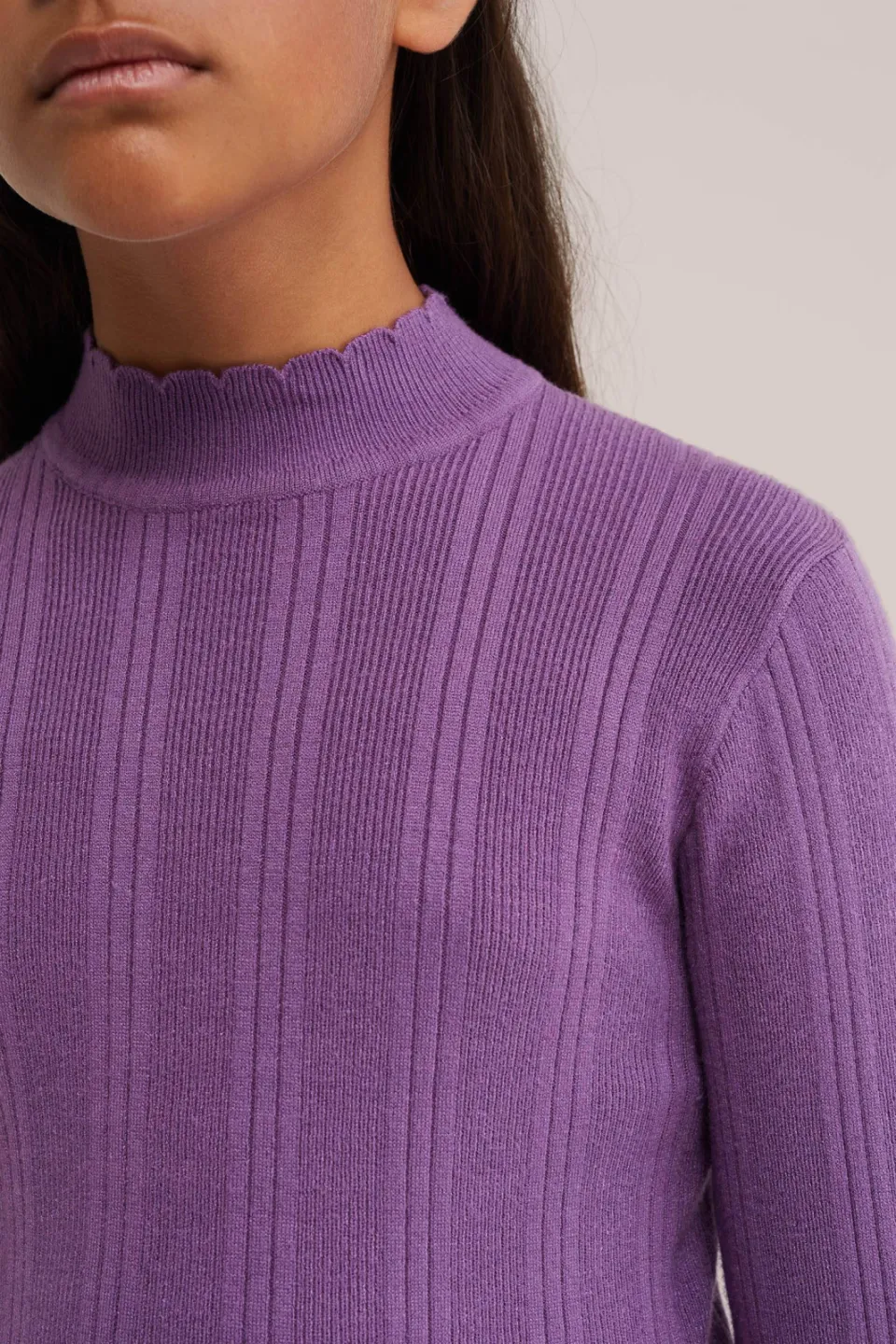 WE Fashion longsleeve met opstaande kraag paars, foto 4