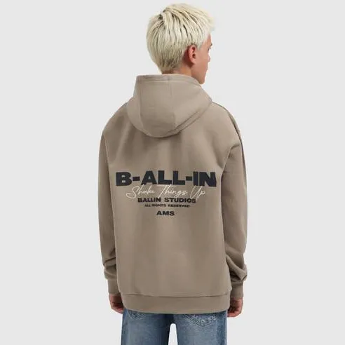 Ballin hoodie met backprint - taupe, foto 5