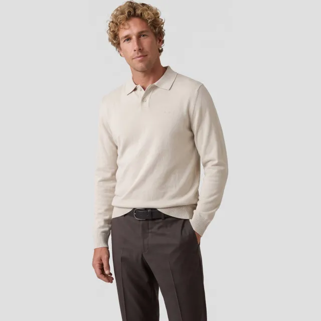 Boss Asac_PL katoenen regular fit gebreide trui - light beige