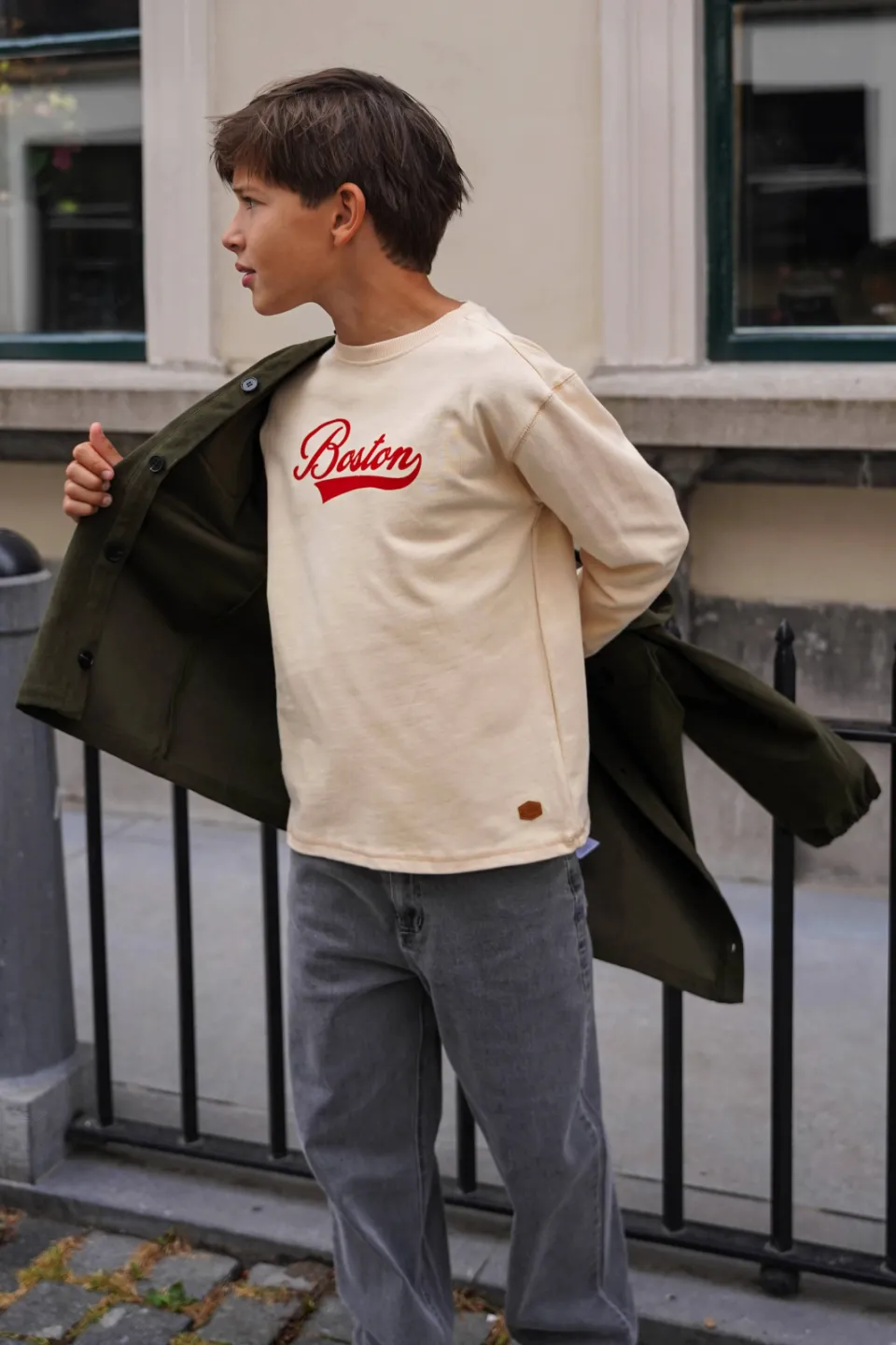 Like Flo rechtvallende longsleeve met print crème, foto 6