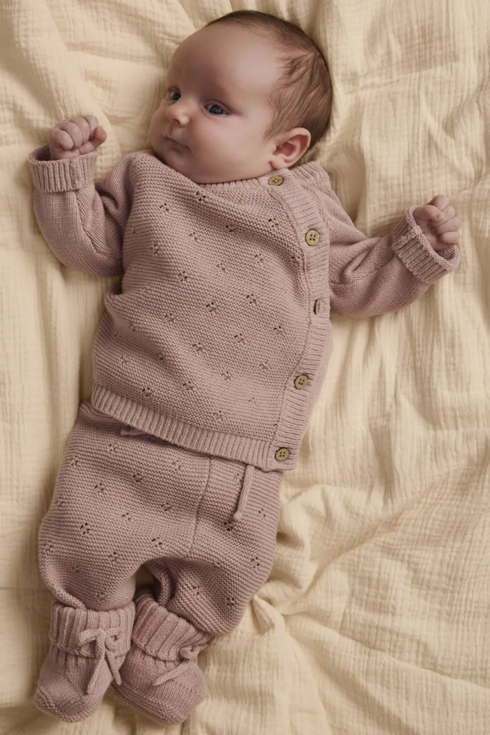 Lil' Atelier gebreide babybroek roze, foto 4